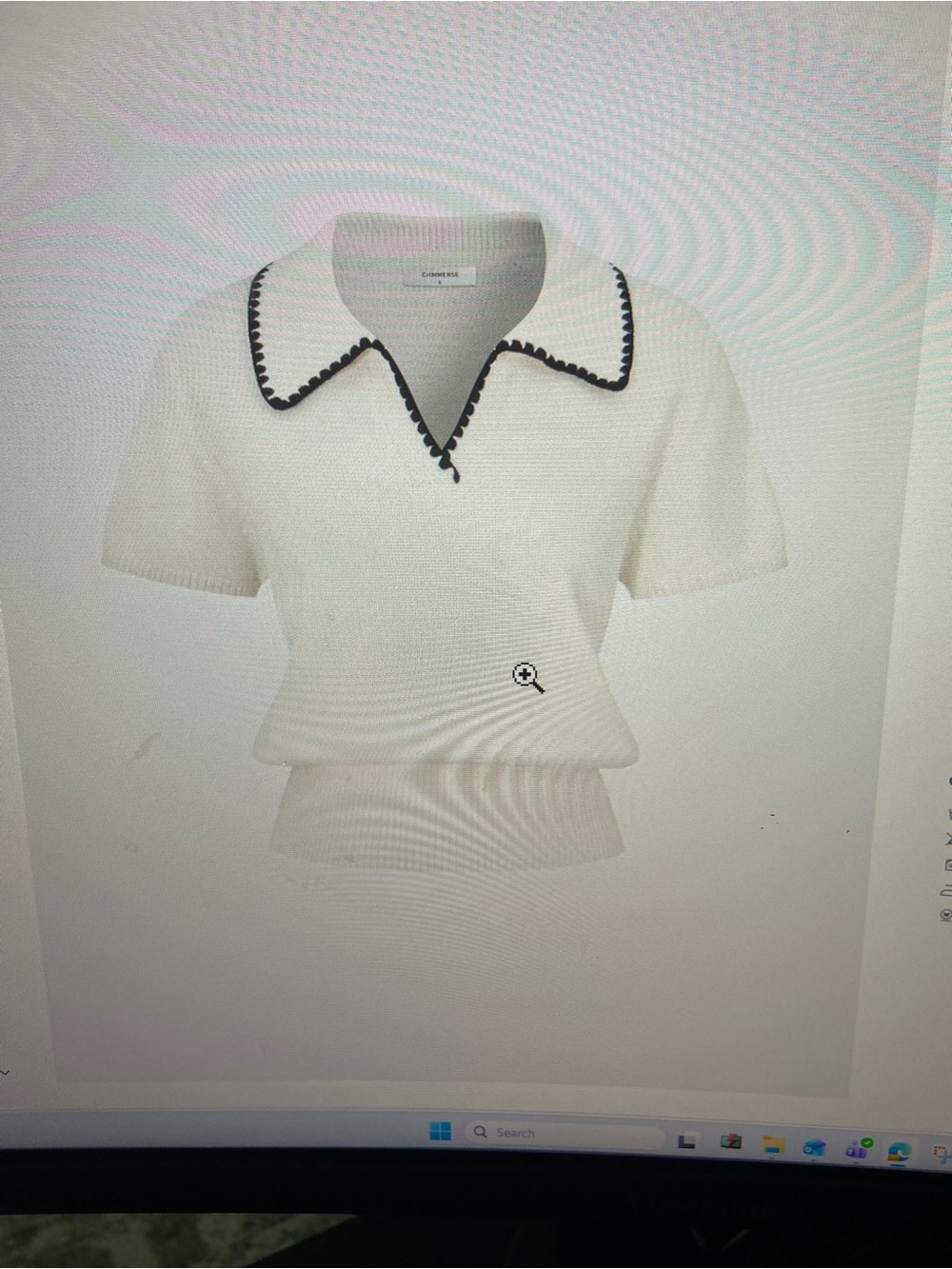 Commense Cream Short-Sleeve Knit Polo with Black Trim